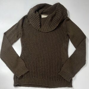 Angel of the North Green Knit Cowl Neck Sweater Size Small Wool Mohair Blend